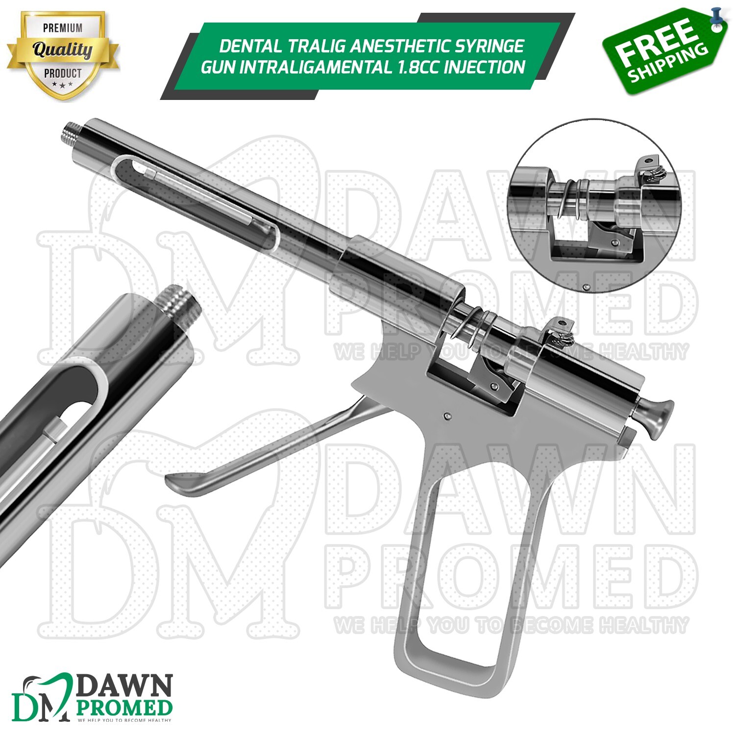 Dental Tralig Anesthetic Syringe Gun Intraligamental 1.8cc Injection German Gr