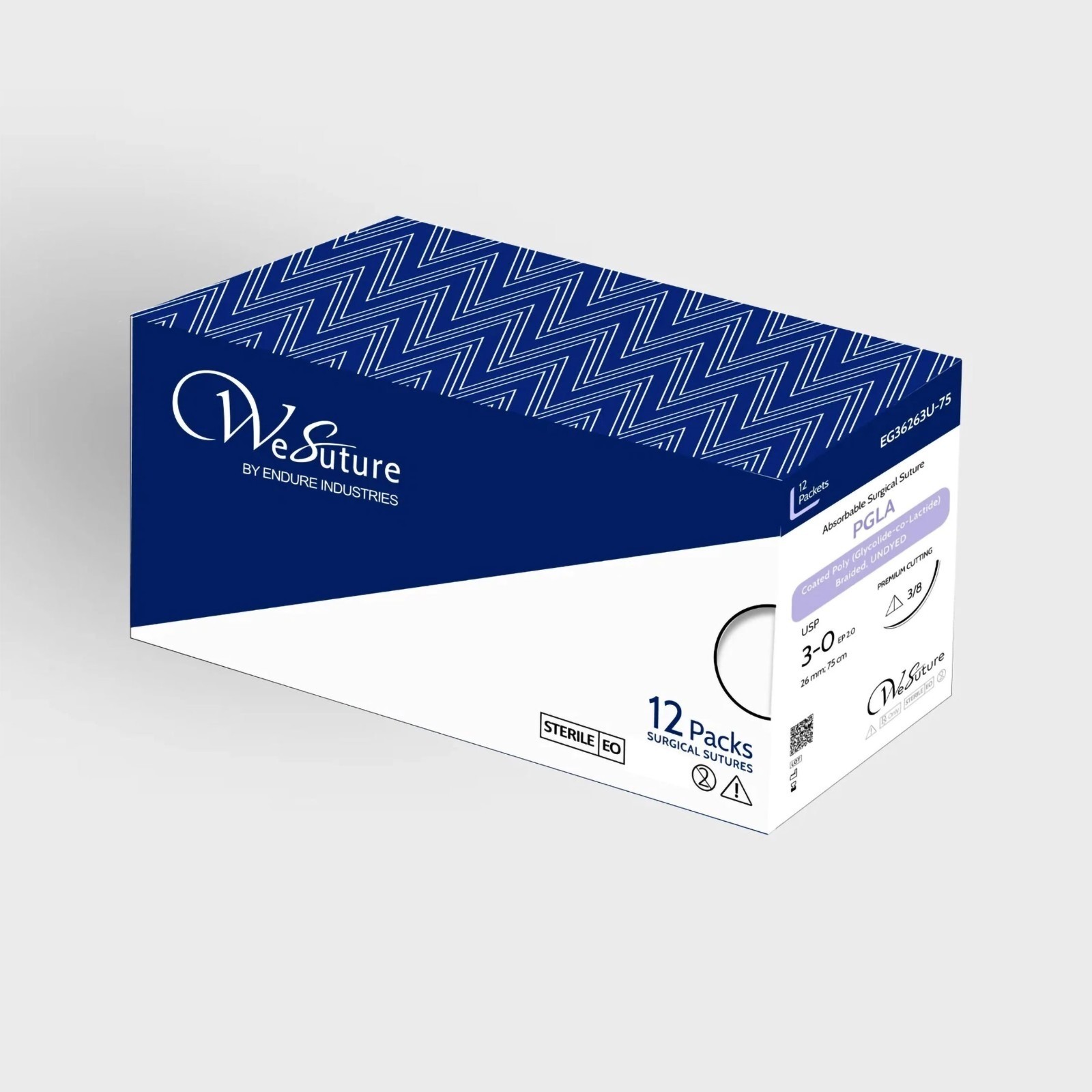 Sutures PGA Undyed, 11mm, 3/8 PRC, 45cm, 6-0, For Training (expired) Box of 12
