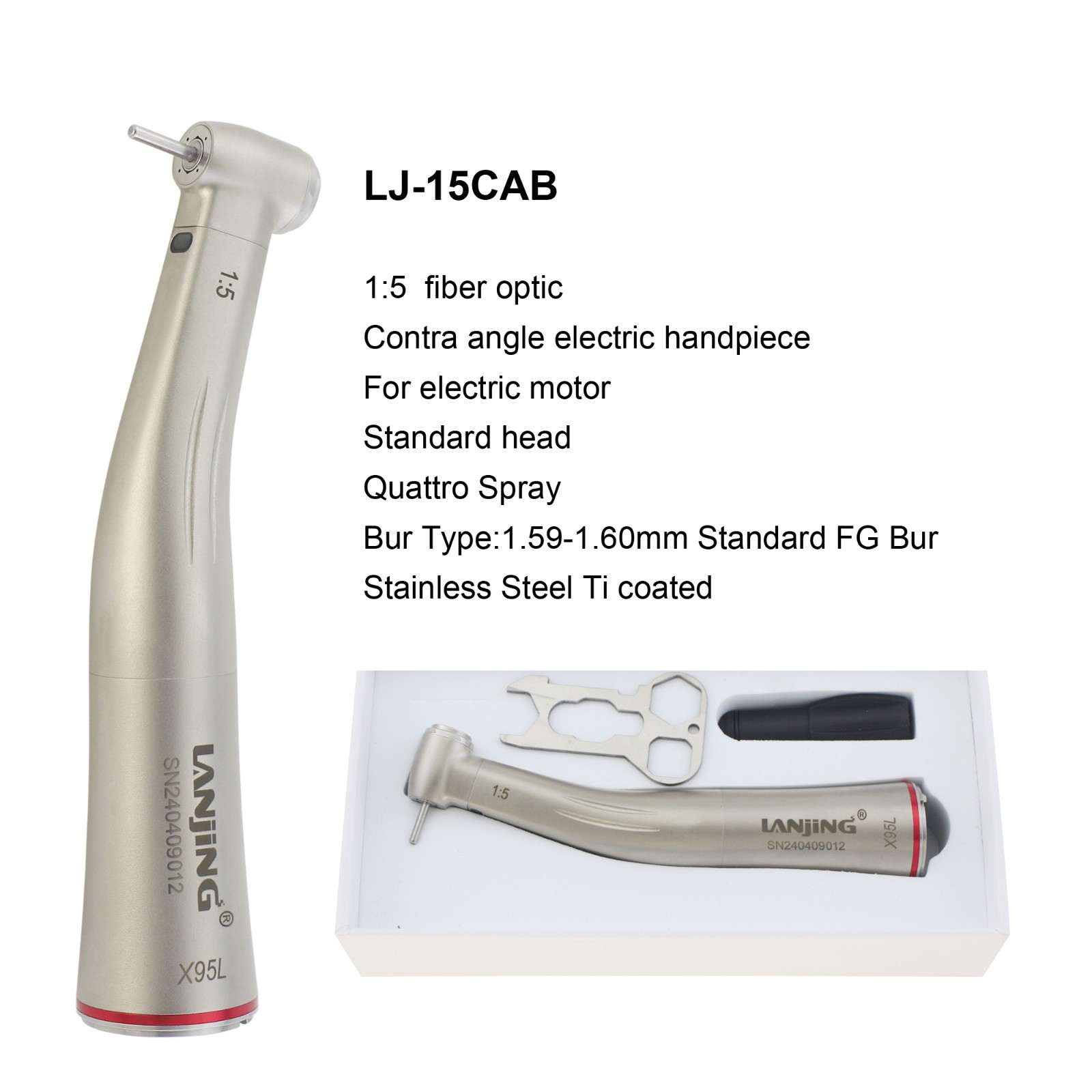 Dental 1:5 Electric Handpiece Fiber Optic Mini Head KaVo M25L NSK Ti-Max X95L