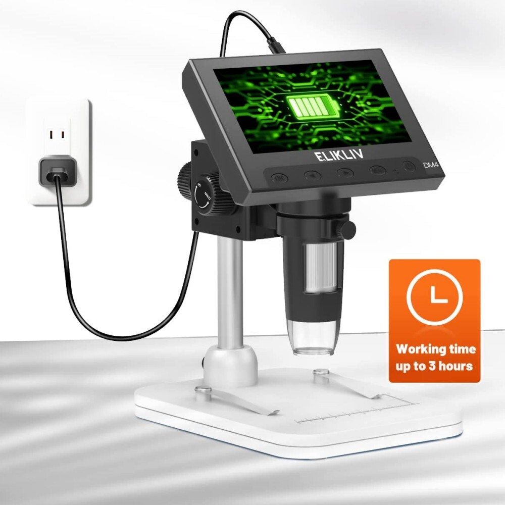 Elikliv 4.3″ Coin LCD Digital 1000x Magnifier w/8 Adjustable LED Lights Used