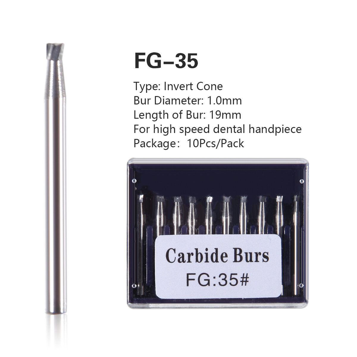 Dental Tungsten Carbide Burs FG Inverted Cone FG-35 For High Speed Handpiece ns
