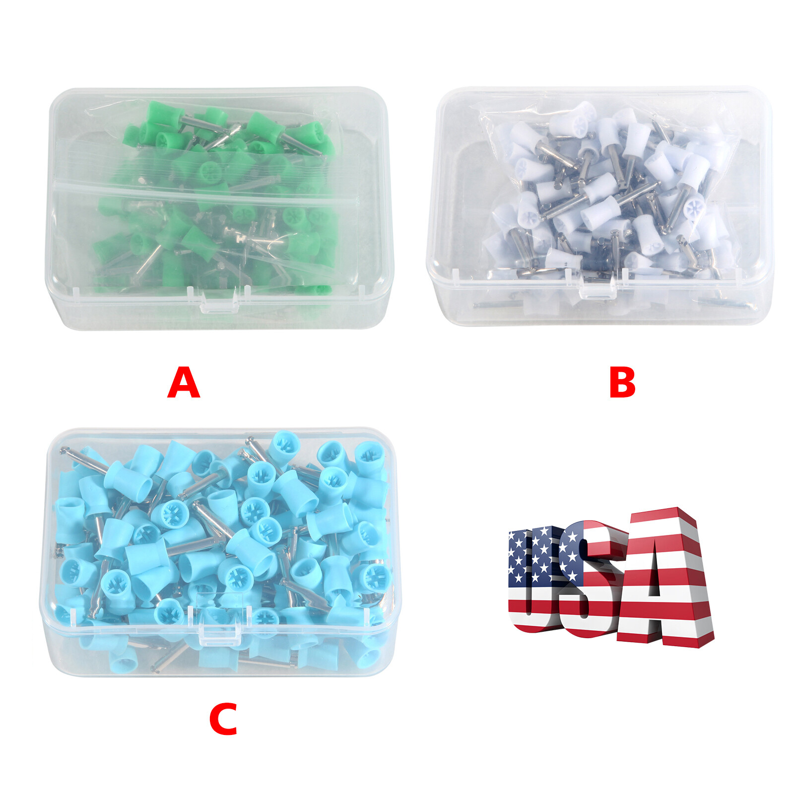 100PCS Dental Prophy Tooth Polishing Cups brushes Latch Rubber COLORS OR