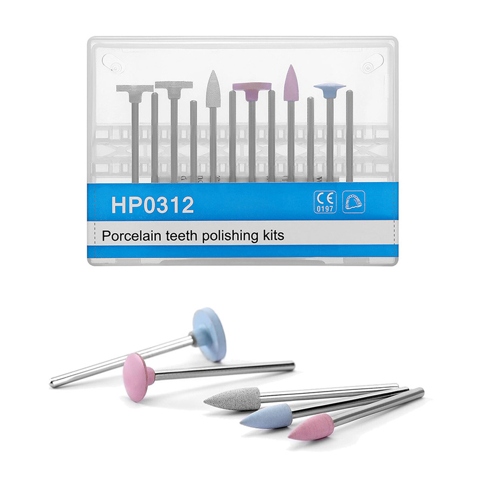 Dental Diamond Burs Cups Brushes Composite Polishing Kit for Low Speed Handpiece