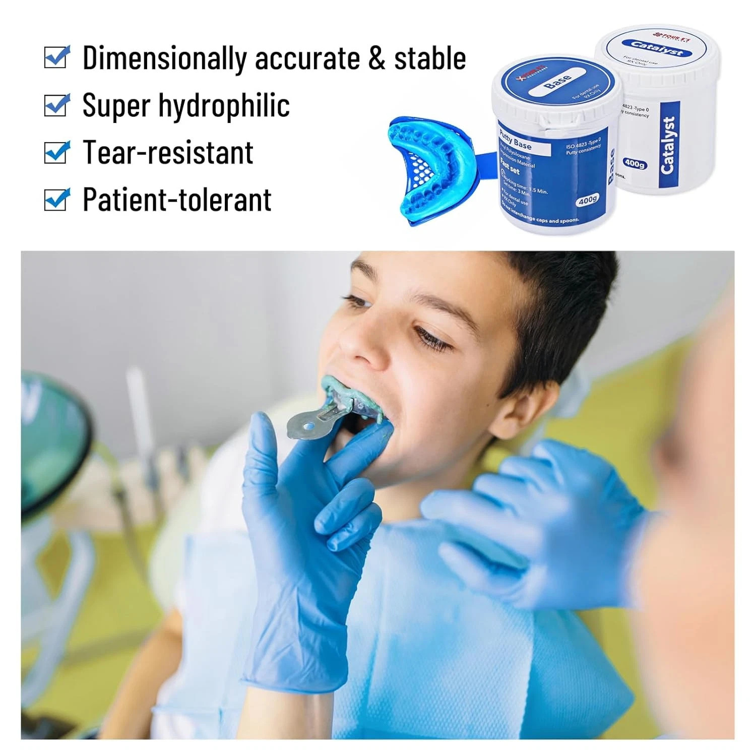 Dental Impression Putty Fast Set VPS Putty, 8Pcs Heavy/Light Body Fast Rapid Set