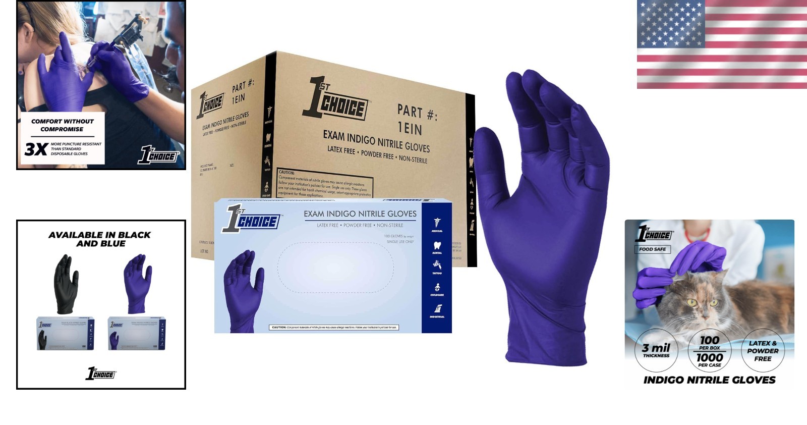Indigo Nitrile Disposable Gloves – 3 Mil, XL Case of 1000, Latex-Free & Textured