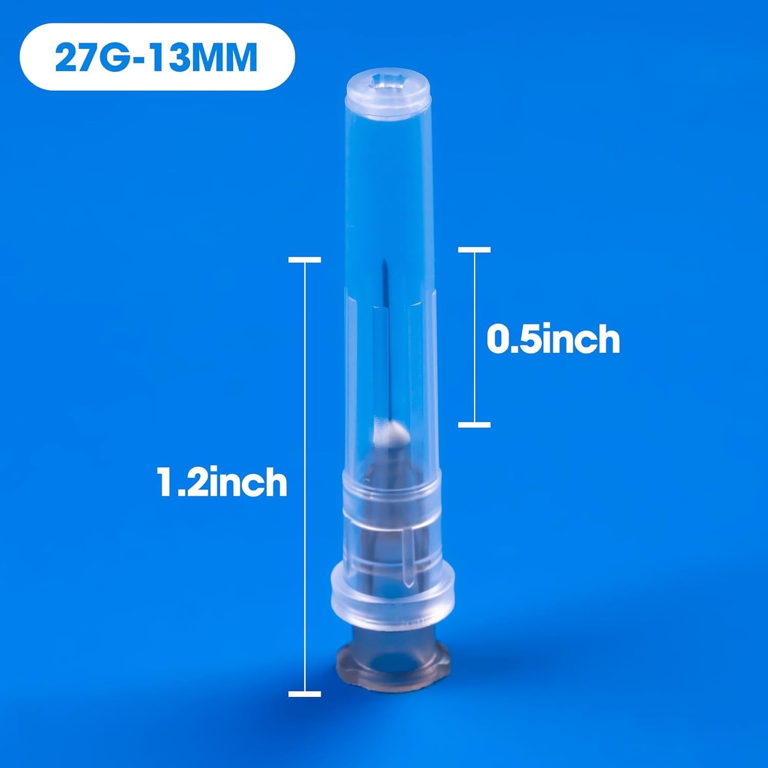 100 Pack 27 Ga 1/2 inch Disposable Needles with Caps for Scientific and Indus…