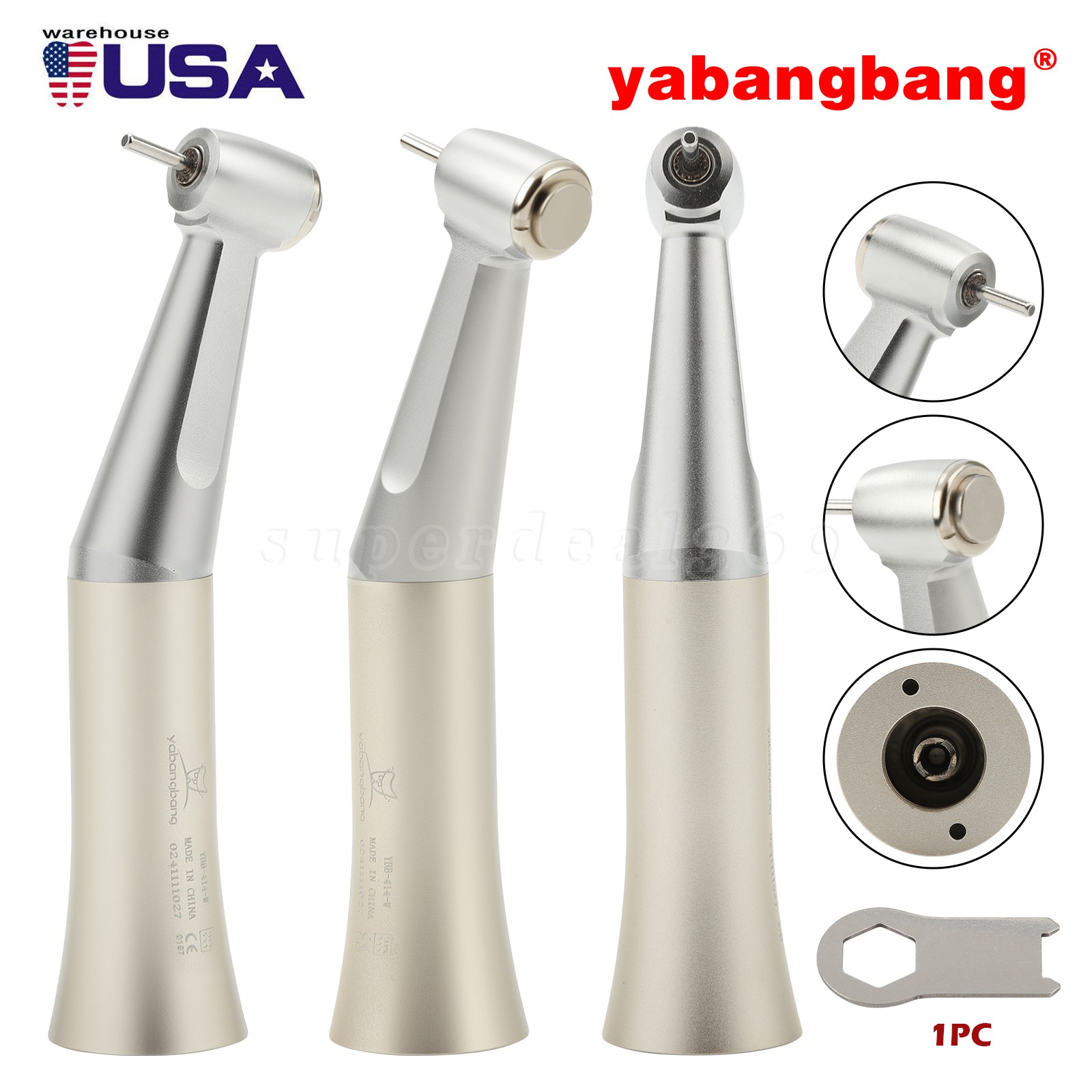 1-5 PCS Dental Low Speed Handpiece Push Contra Angle fit FG Burs 1.6mm E-type dt