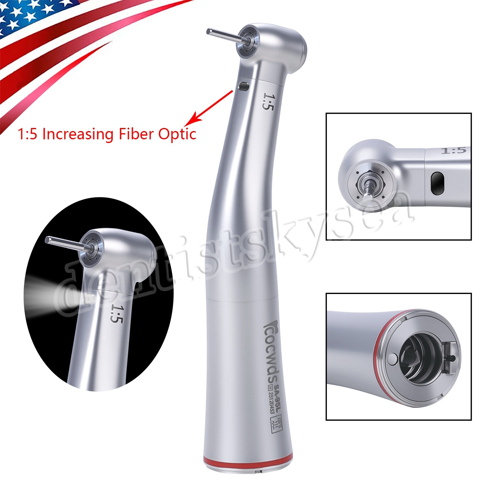 Dental 1:5 Optic LED Contra Angle Increasing Handpiece Fit Electric Motor dt