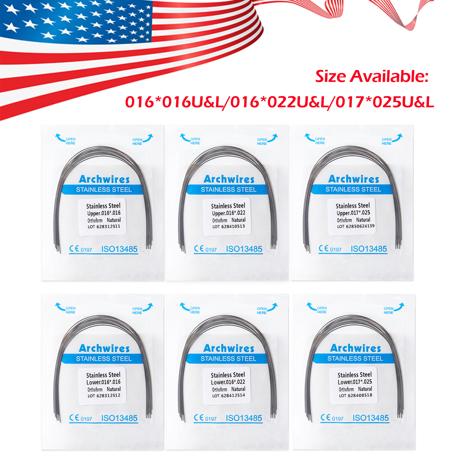 0.99/pack ETERFANT Dental Orthodontic Arch Wire Rectangular NiTi/Stainless Steel