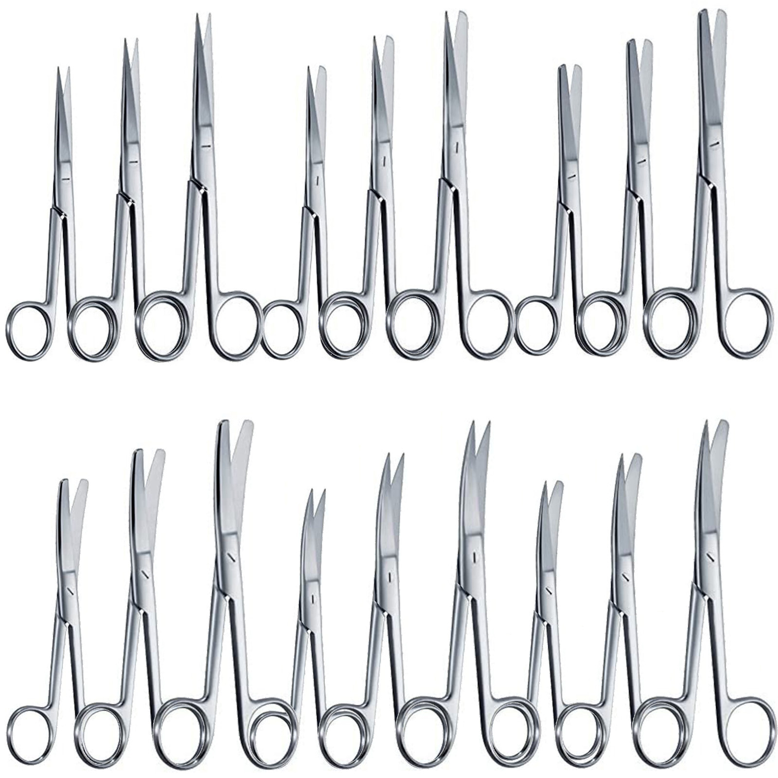 18 Medical Surgical Operating Dissecting Straight Curved Scissors 4.5″+5.5″+6.5″