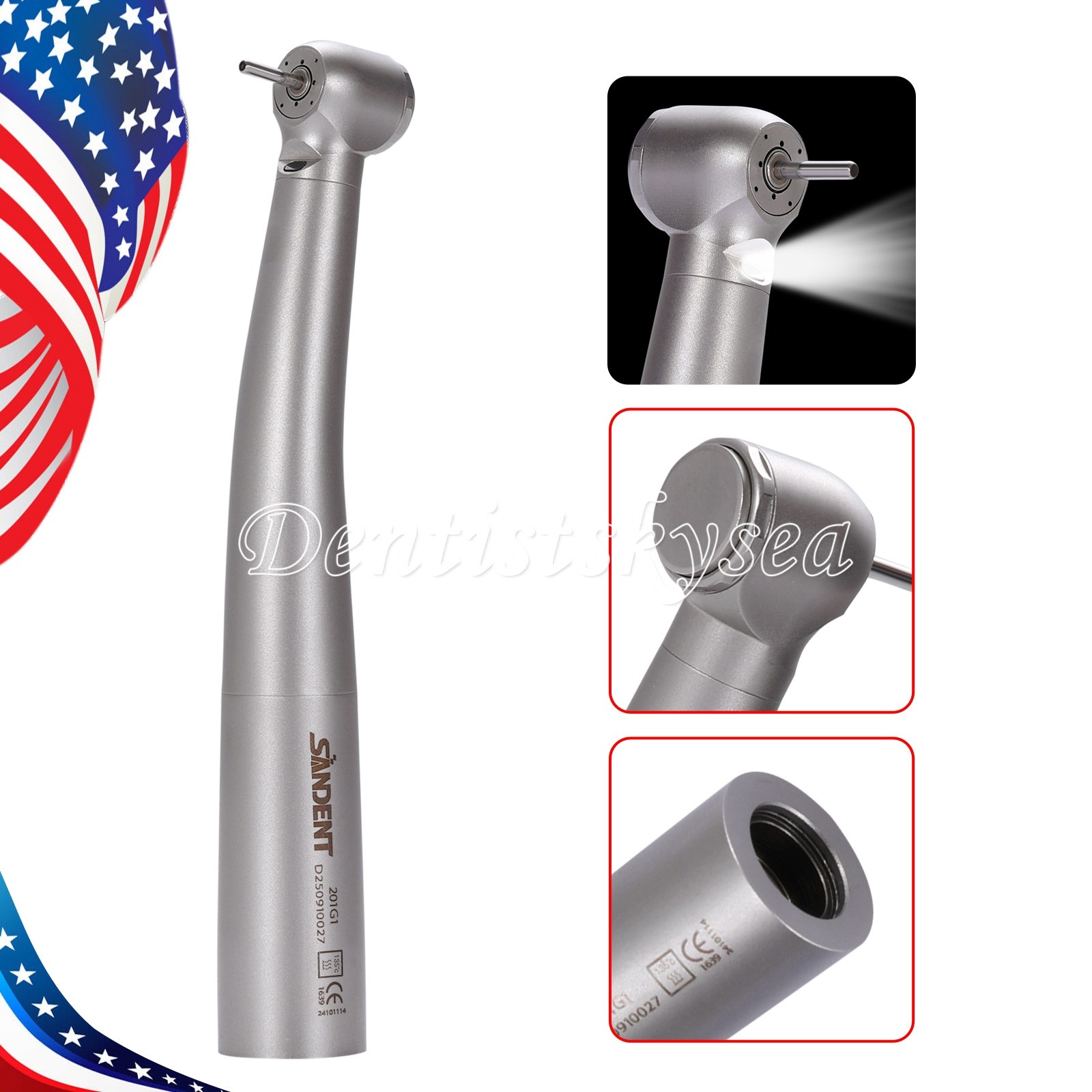 USA High Speed Handpiece Fiber Optic LED 4 way spray 4 air clean head Fit Sirona