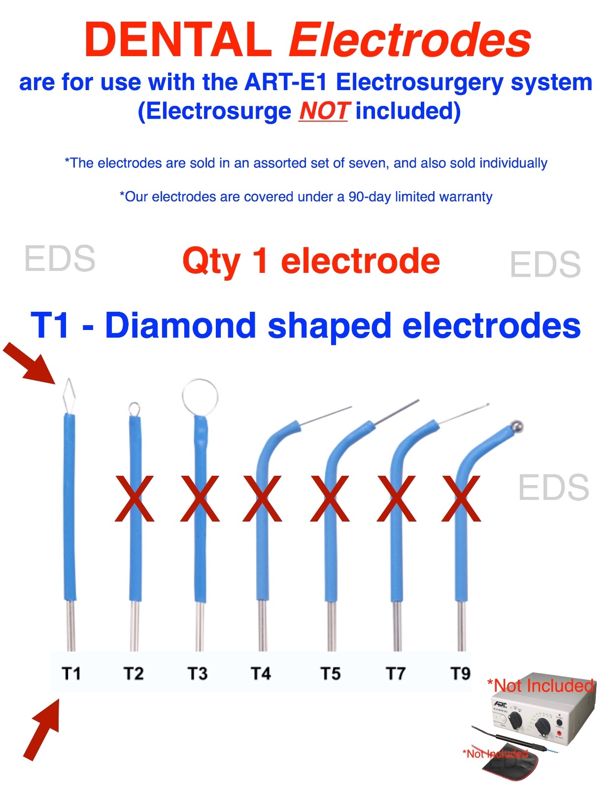 Bonart ( T1 ) DENTAL Electrode – use with the ART-E1 Electrosurgery system