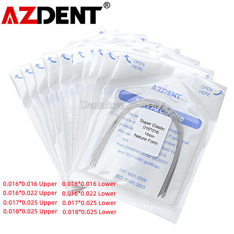 10Packs AZDENT Orthodontic Super Elastic Niti Rectangular Arch Wire Natural Form