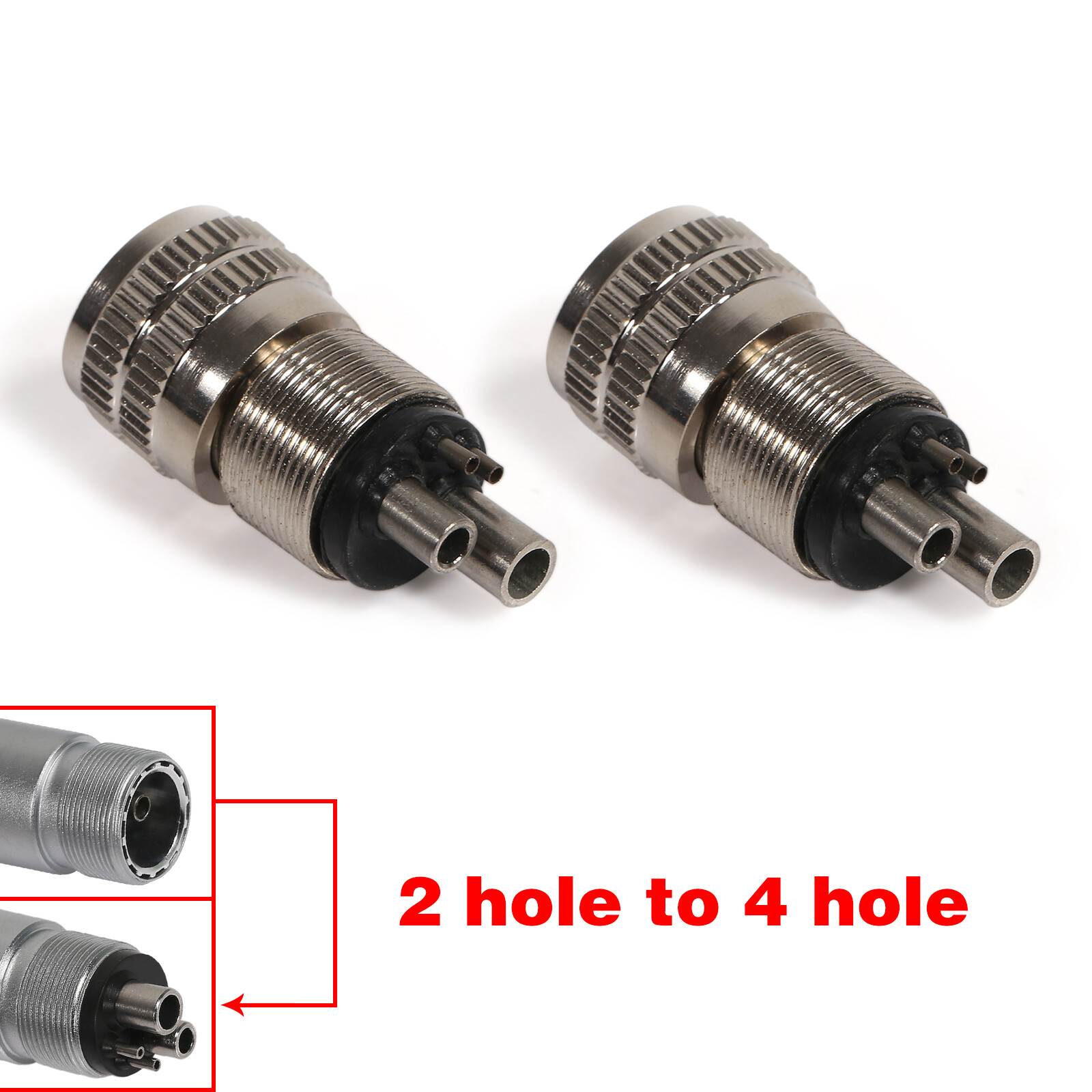 2x Dental High Speed Handpiece turbine Quick Coupler/Adapter/Changer 2 to 4 Hole