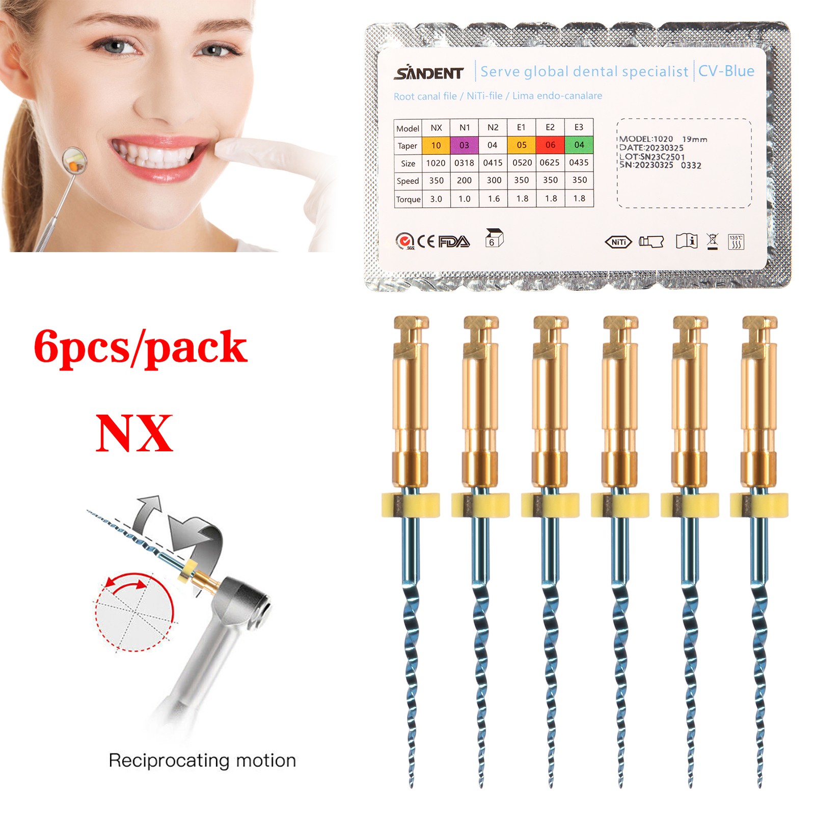 6X Dental Endodontic Rotary Files Endo Root Canal File X-Pro Taper Files 19mm NX