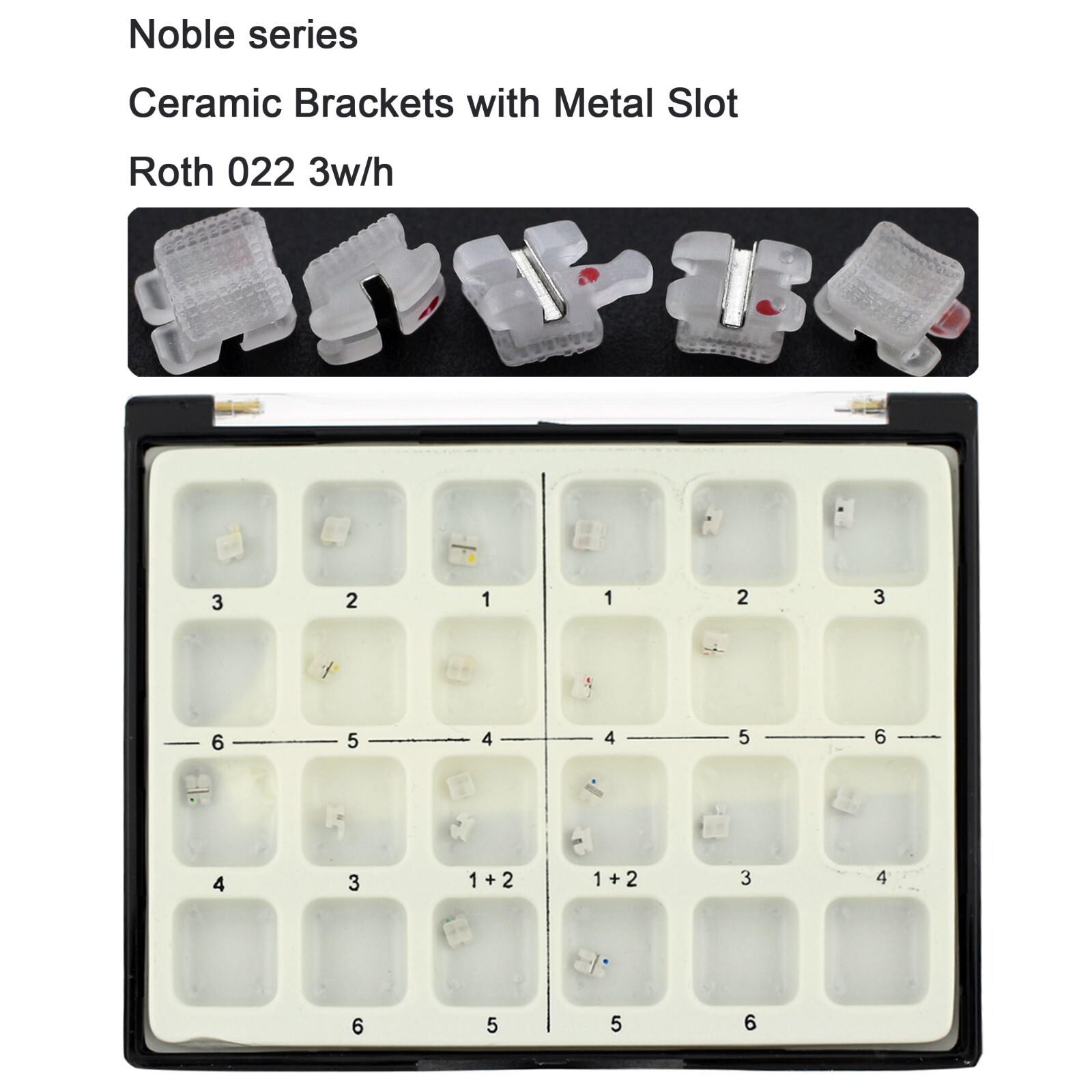 Dental Orthodontic Brackets Ceramic Braces Roth MBT 022 3 Hooks 5-5 Aesthetics