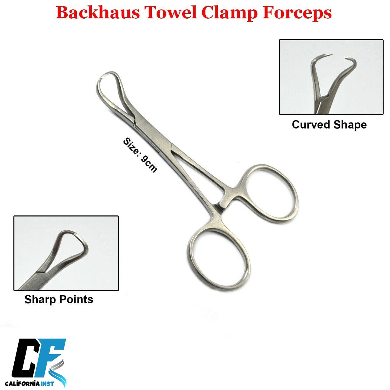 Hemostatic Surgical Backhaus Towel Clamp Forceps Curved Locking Pliers 9CM New