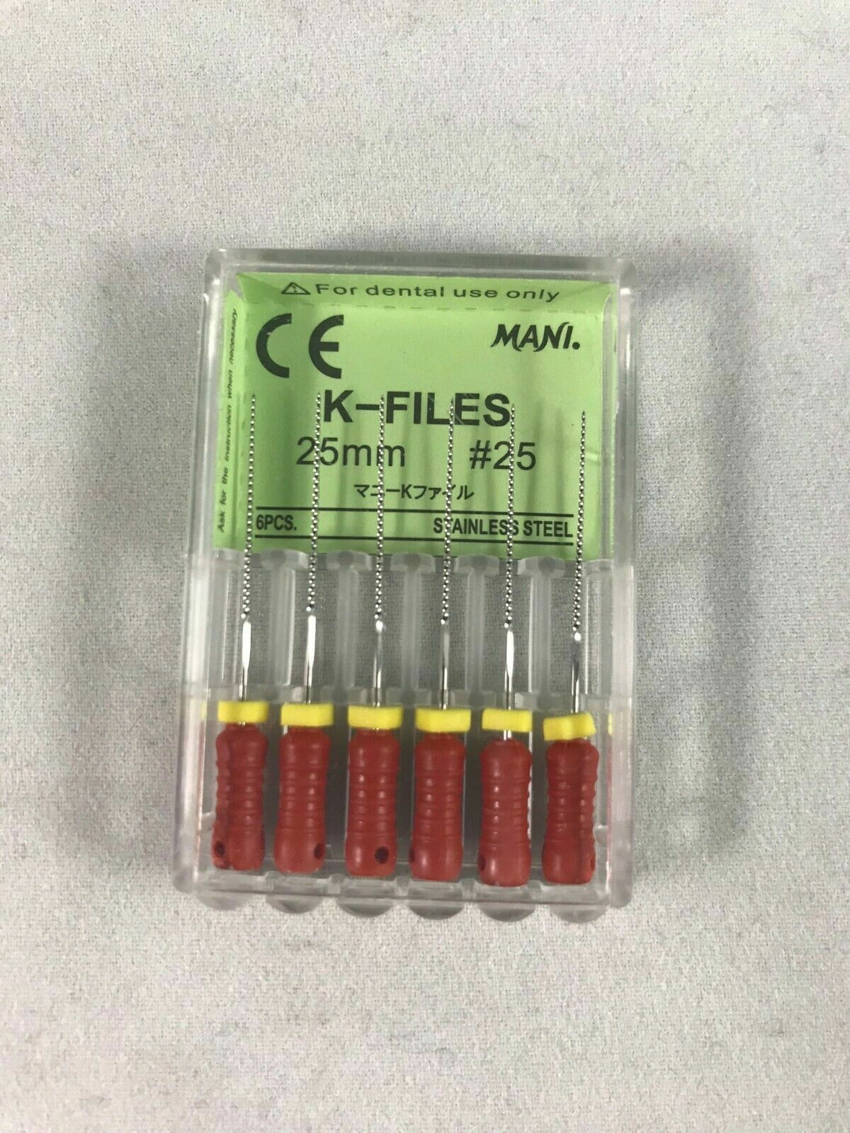 Mani Dental Root Canal Endo Stainless Steel K-files 25mm Size #25 30Files/pk