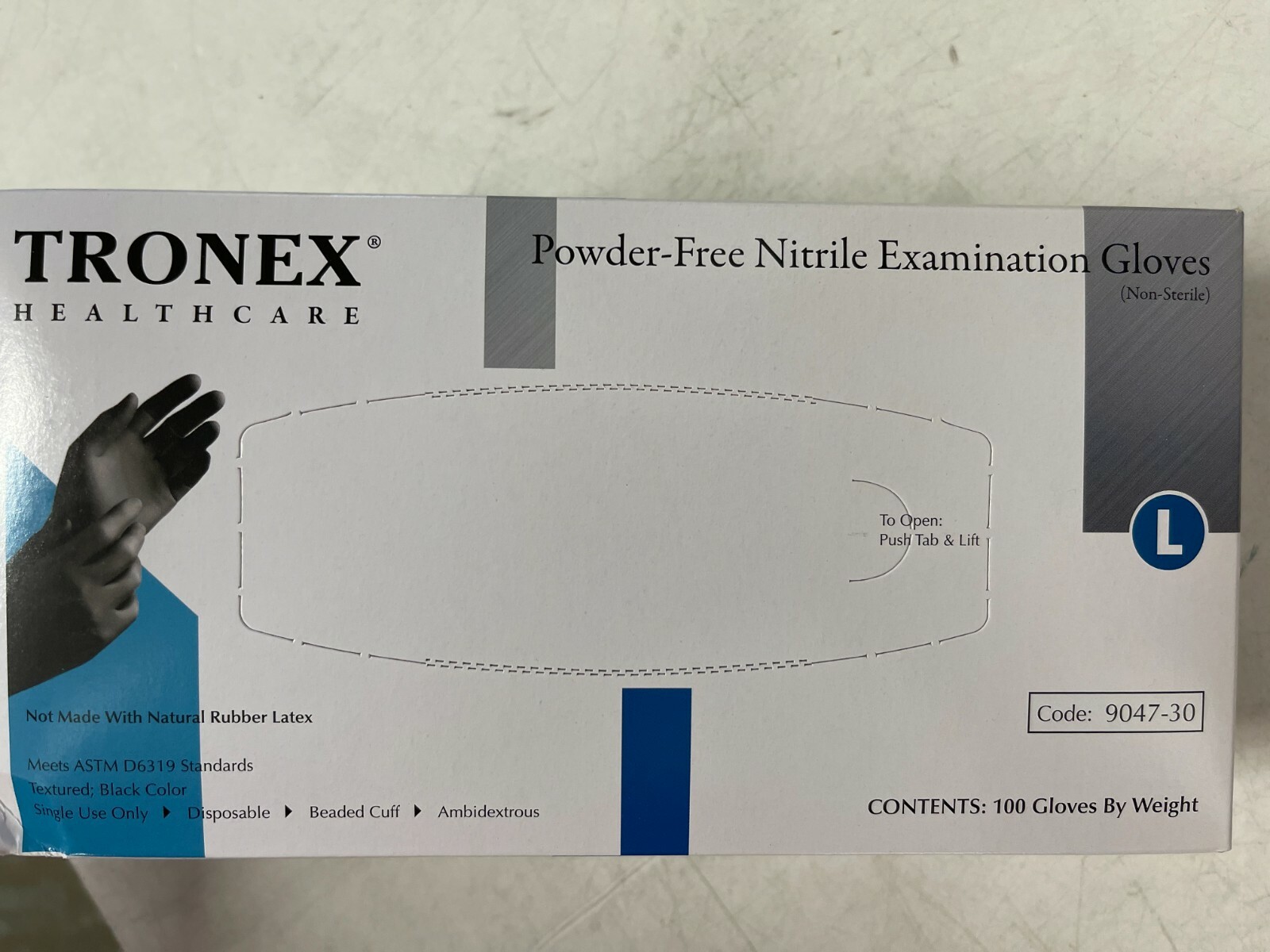 CASE OF 1000 Tronex Powder-Free Nitrile Exam Gloves Size L Black 9047-30