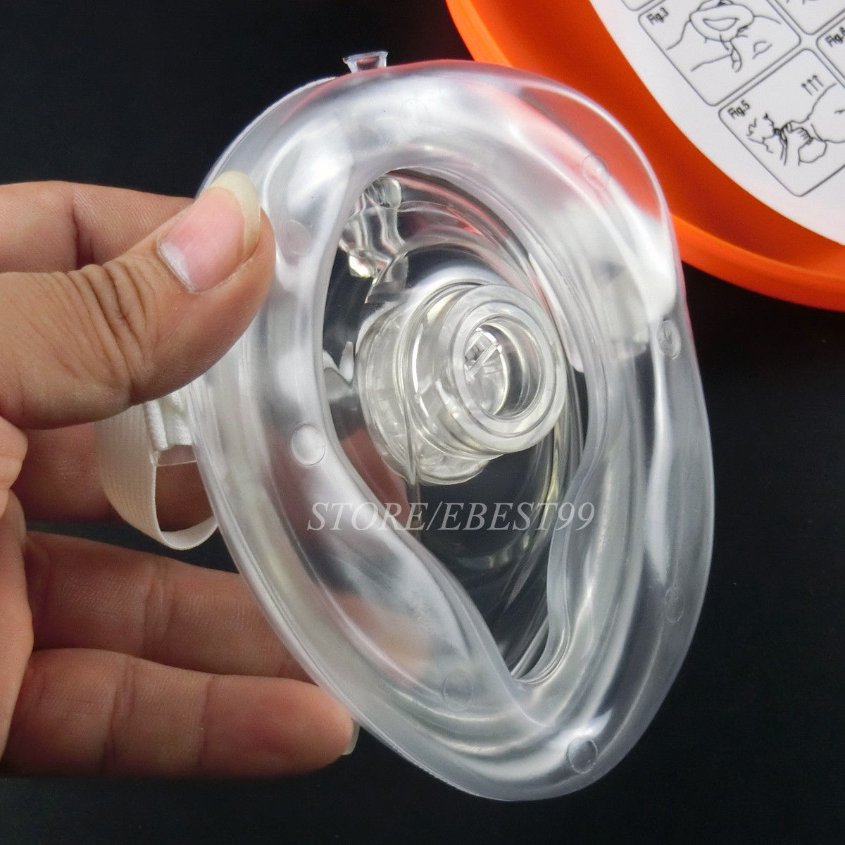 1x Orange CPR Pocket Face Shield Resuscitator Rescue cpr kit Face shield