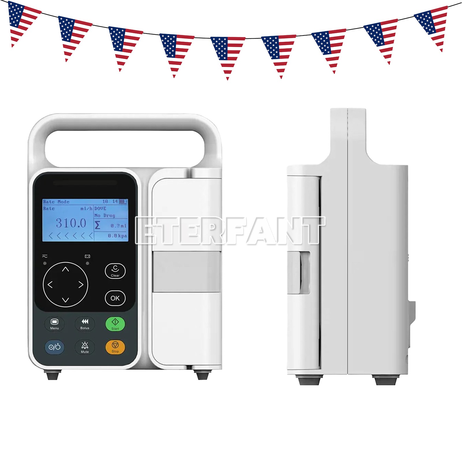 IP3 Portable Infusion Pump Real-time Alarm LCD Display Built-in Battery KVO Mode