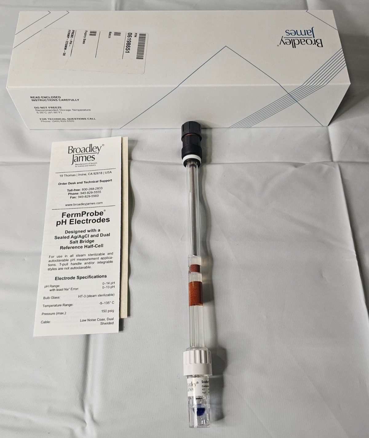 BROADLEY JAMES pH FERMPROBE S8 225mm F-635-B225-DH NEW IN BOX