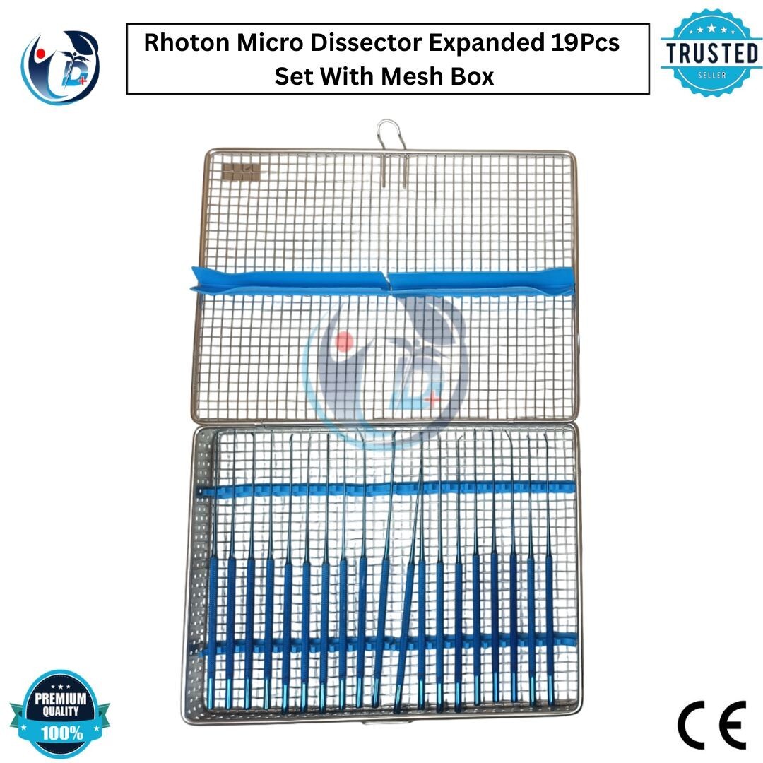 Rhoton Micro Dissector Expanded 19 Pc Set Stainless Steel With Premium Mesh Box