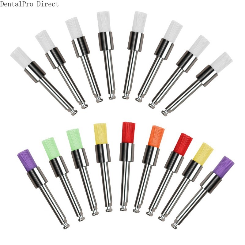 100Pcs Dental Prophy Polishing Brushes Colorful Nylon Flat Type Latch (RA) Shank