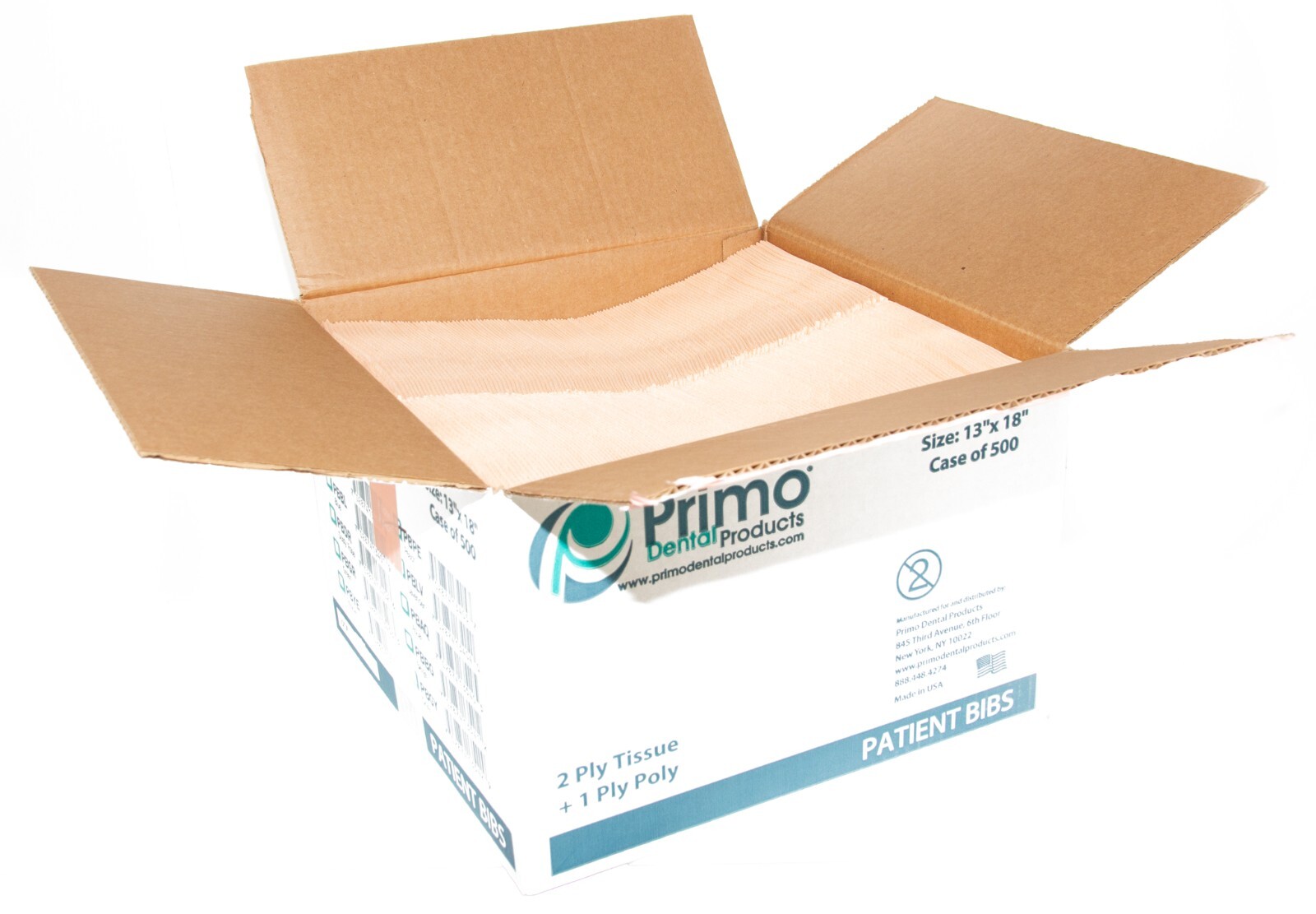 Primo Disposable Bibs/Towels Triple Layer 13×18 Peach 500/cs Tatoo Salon USA