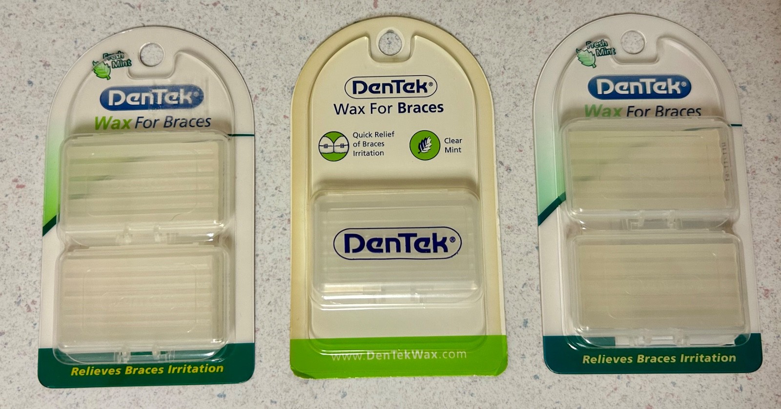 3 Dentek Wax For Braces Brackets And Wires Fresh Mint NEW Orthodontic