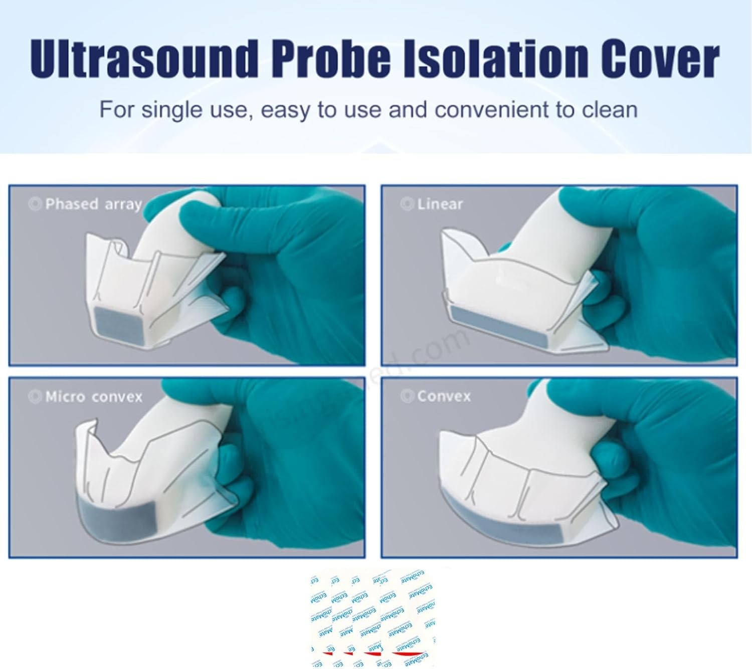 Disposable Ultrasound Probe Covers – 50 Pack, Latex-Free, Clear, 5×3 Inches