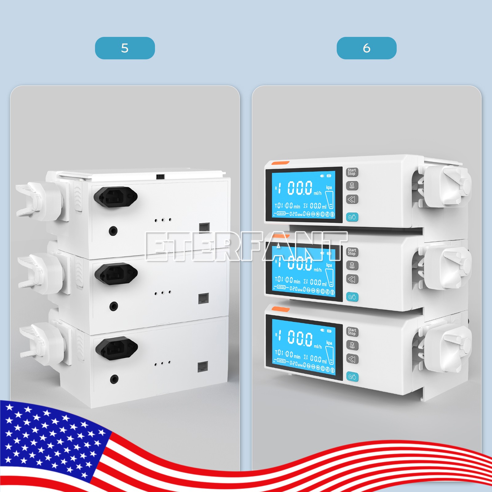 4.3 Inch Color Touch Screen Syringe Pump Stackable Design Medical/Lab Use