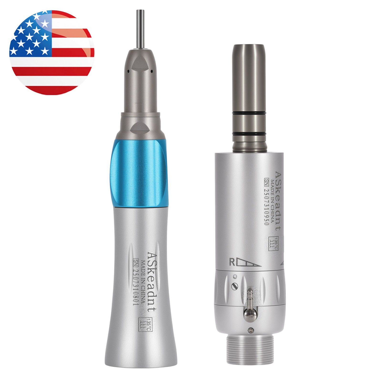 Dental slow Speed Contra Angle Straight Handpiece Air Motor 2/4 Holes Connector