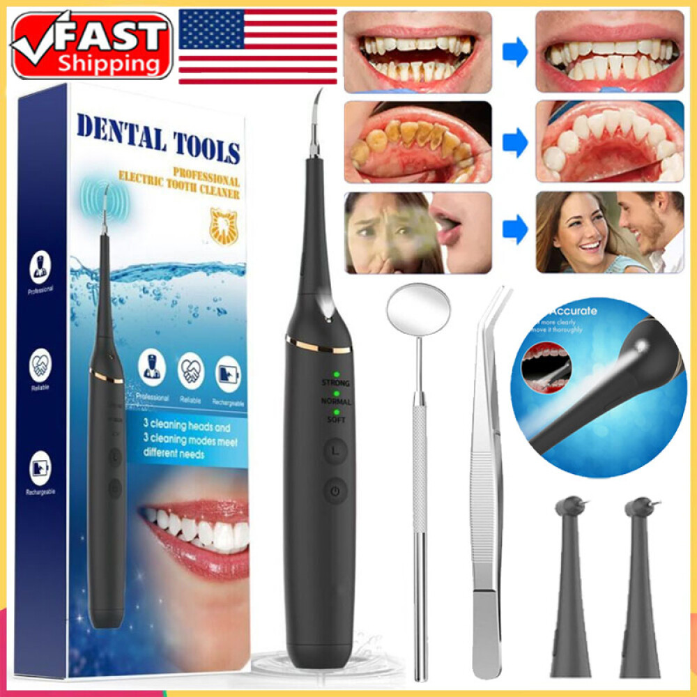 Ultrasonic Tooth Cleaner Kit Dental Plaque Calculus Stain Remover Teeth Cleaning