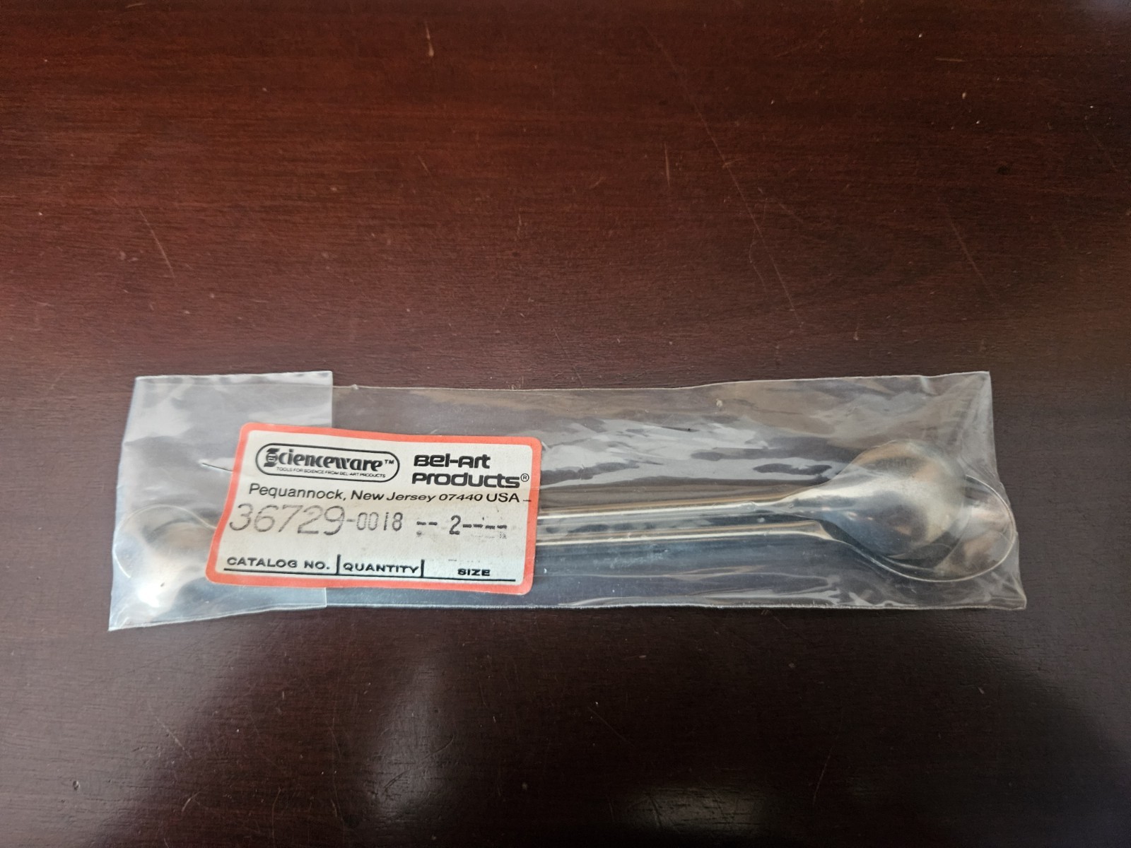 SP Bel-Art Stainless Steel Double-Ended Spoon; 0.8ml and 2.8ml (Pack of 2) NOS