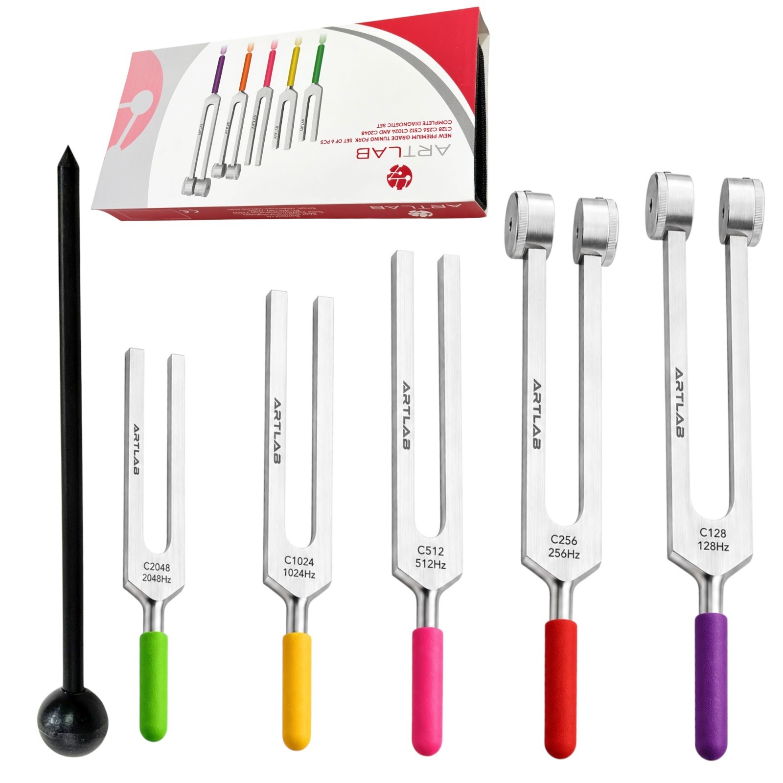 TUNING FORK SET-Tuning Fork Weight Aluminum Clinical Grade Nerve/Sensor W/Hammer
