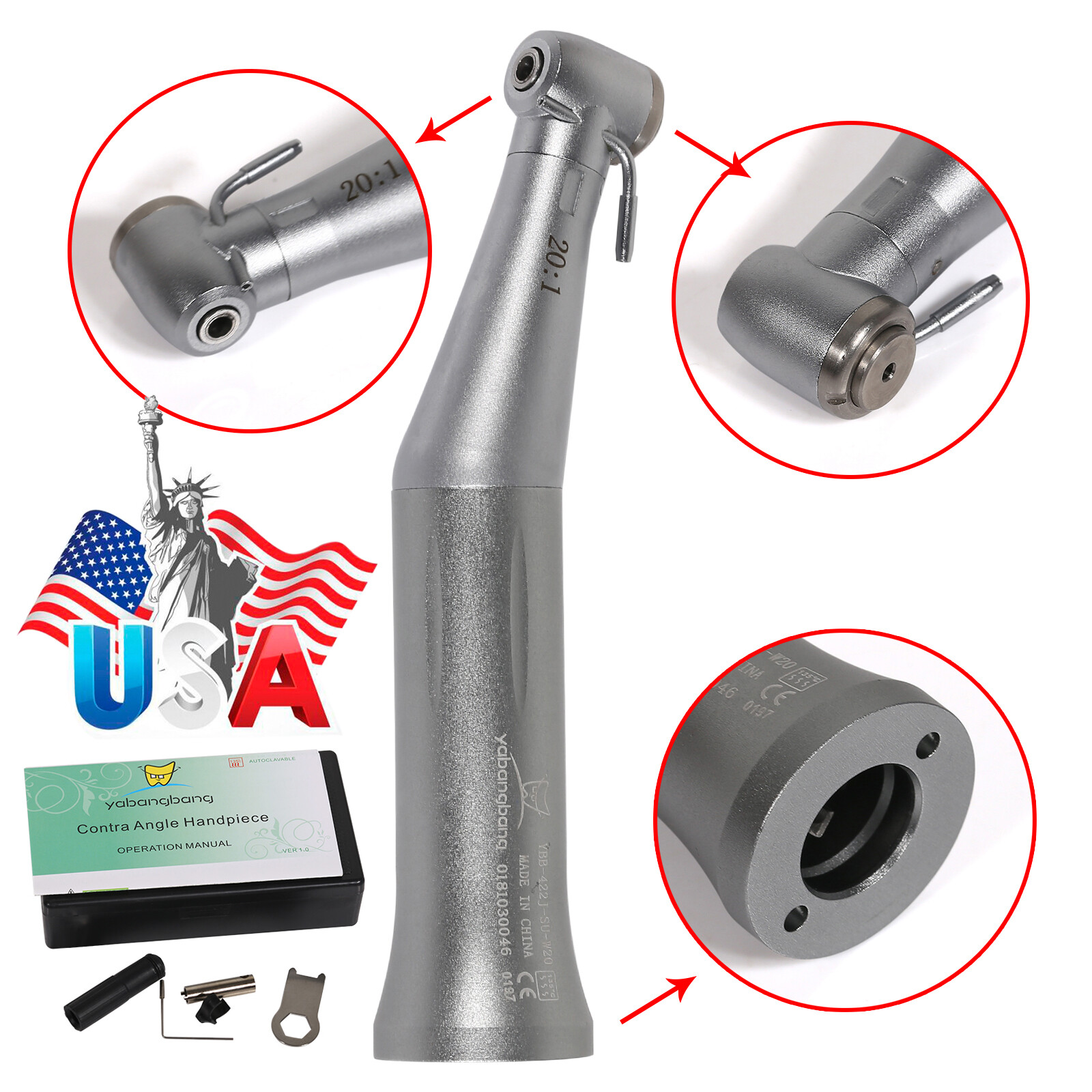 20:1 Reduction Push Button Handpiece Contra Angle for NSK Dental Implant NY