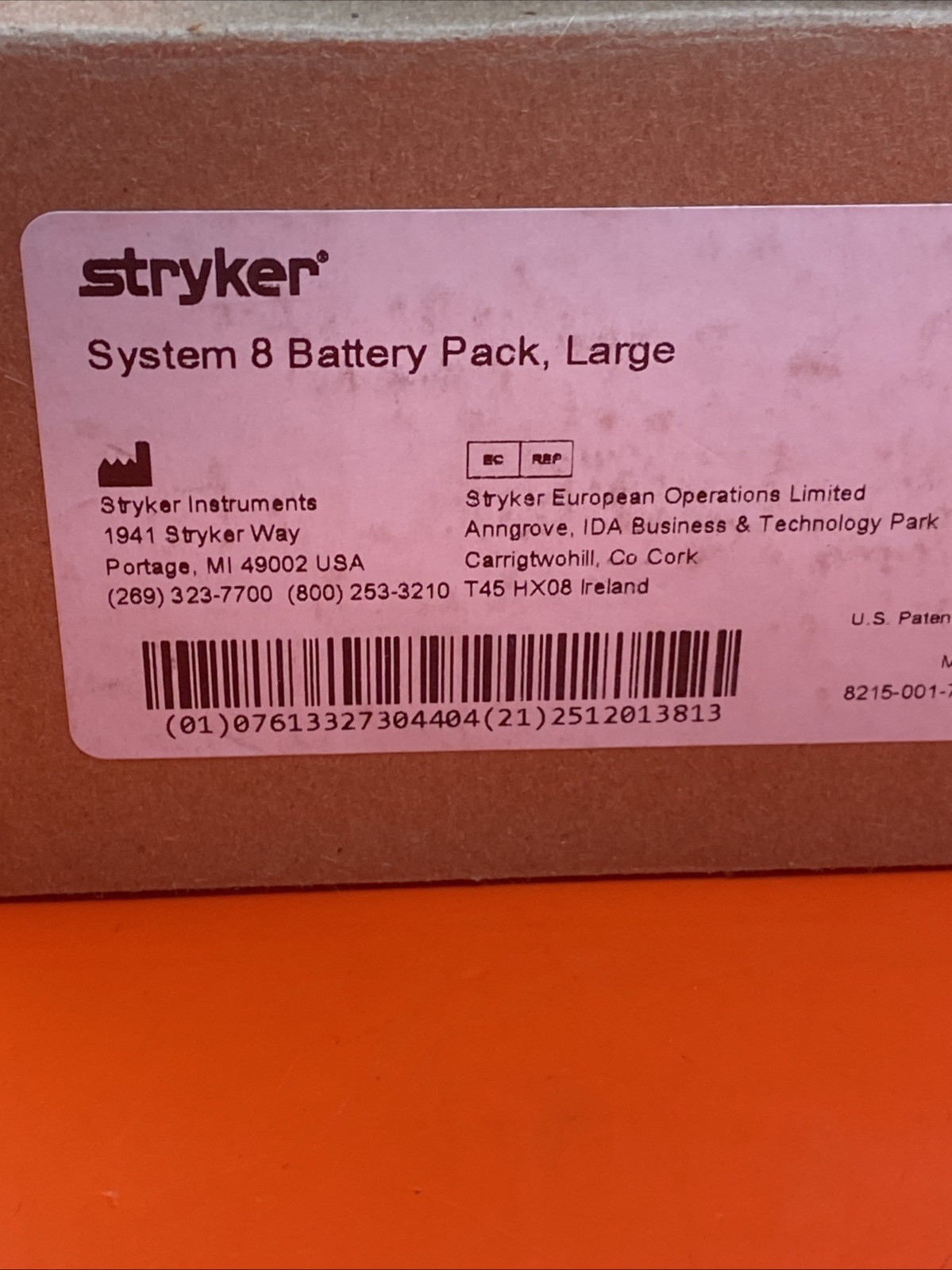 Stryker 8215 Large System 8 Battery New Unused Open Box