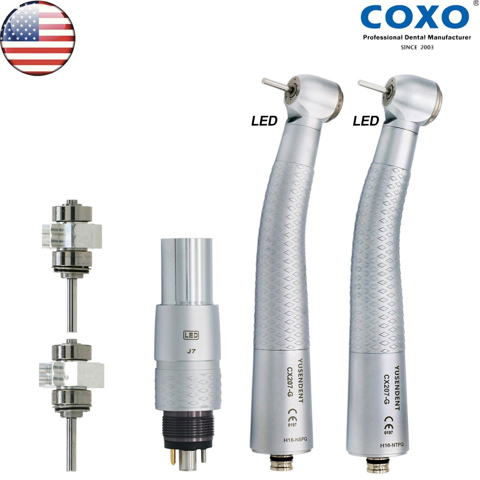 COXO Dental Fiber Optic High Speed Handpiece LED Fit Kavo NSK LED Coupling 6Hole
