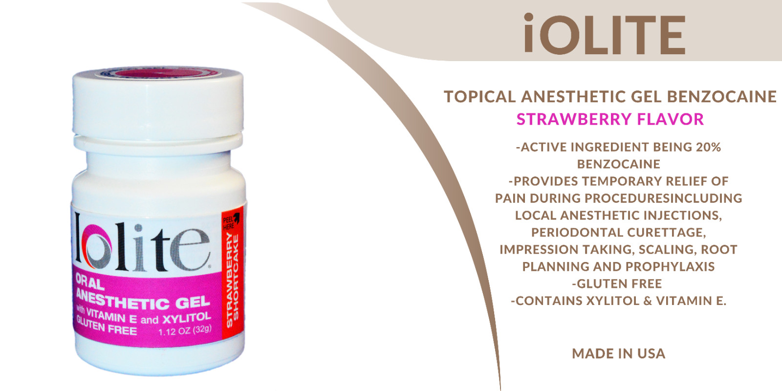 Topical Anesthetic Gel 20% Benzocaine 1OZ – IOLITE- 9 Flavors