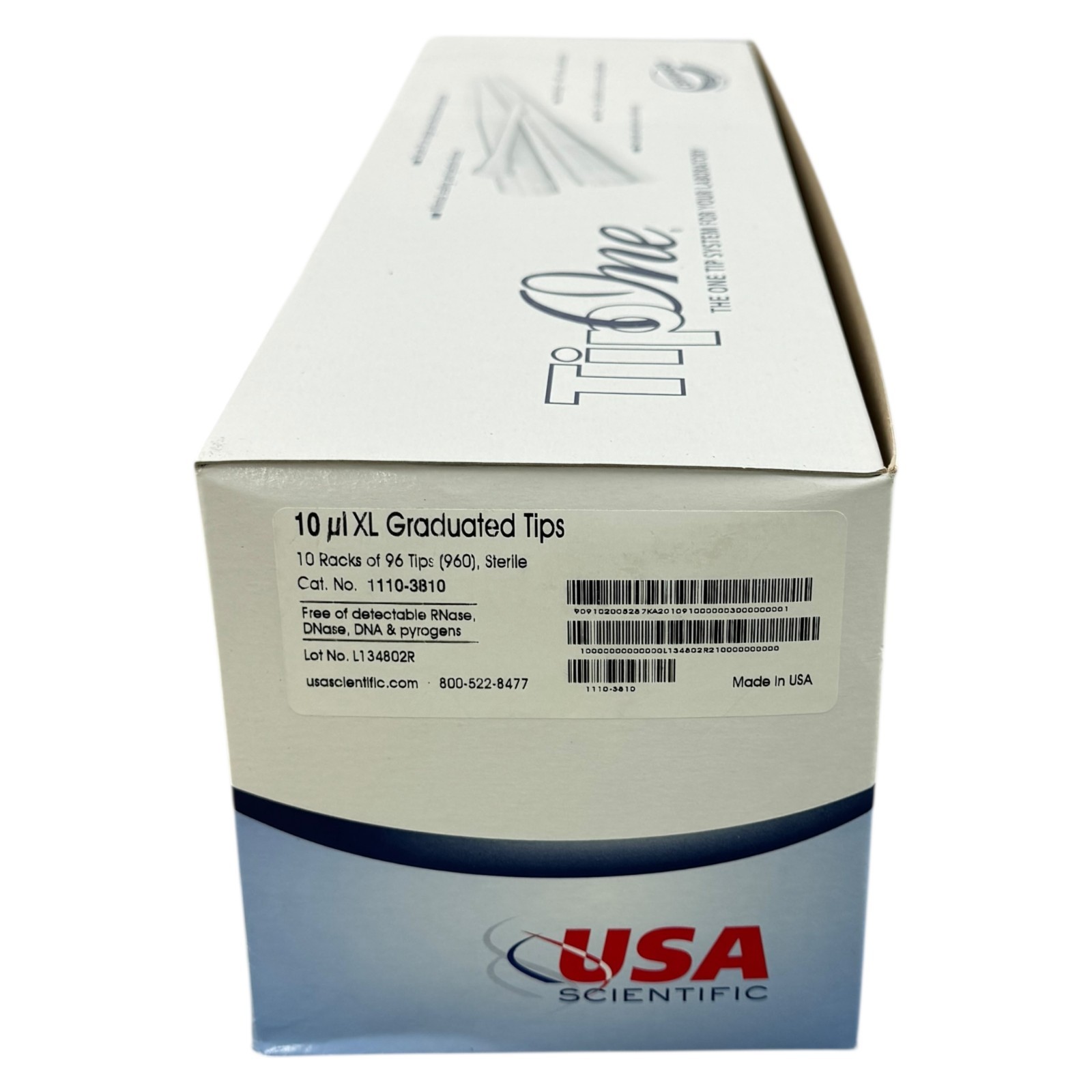 Usa Scientific 1110-3810 10ul XL Graduated Tips 10 Racks of 96 Tips 960, Sterile