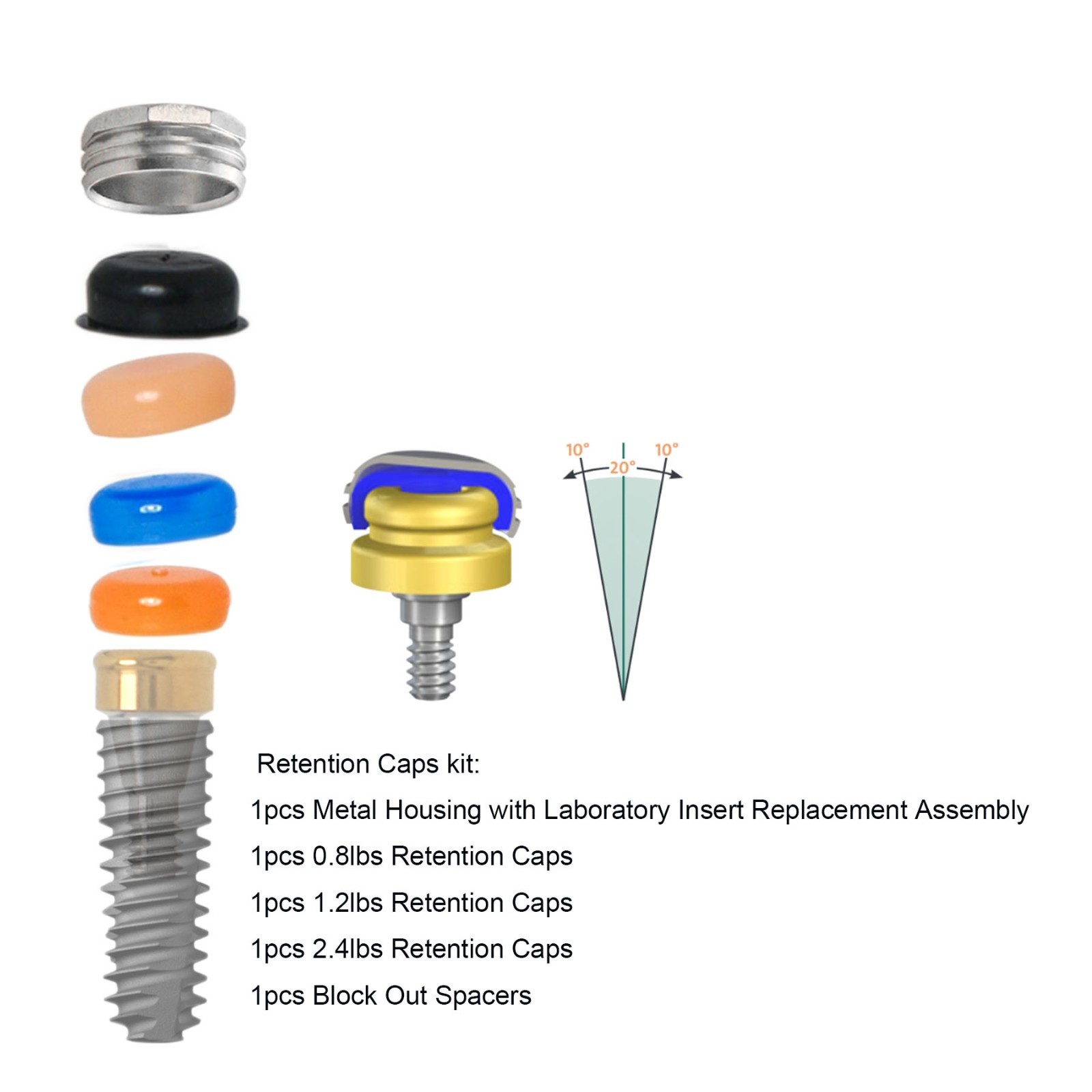 US Zest Locator system Male Cap Inserts 20Pcs Standard Replacement Compatible