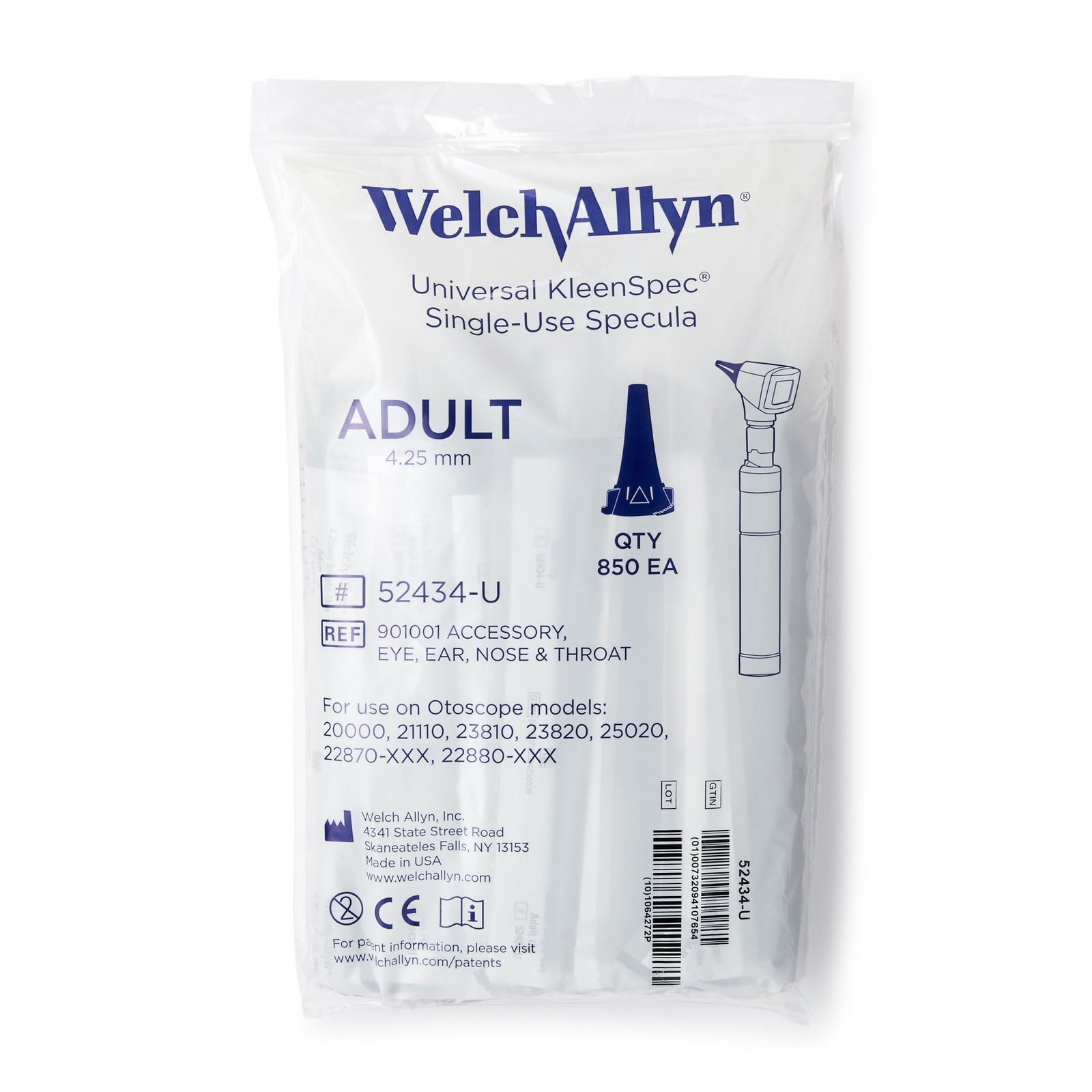 Welch Allyn Ear Speculum Set Round Tip Plastic 4.25mm, Qty 8,500 EA (Case)
