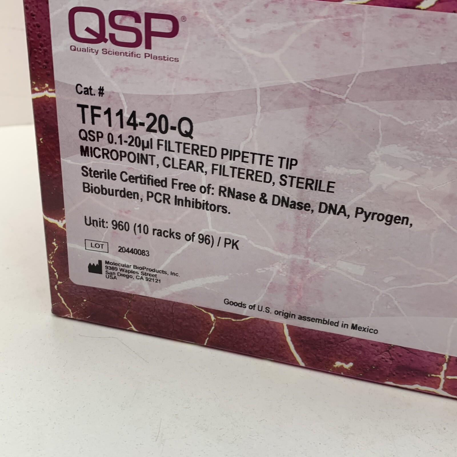 (960-Pack) QSP TF114-20-Q Sterile Filtered Pipette Tip 0.1-20uL Universal Fit