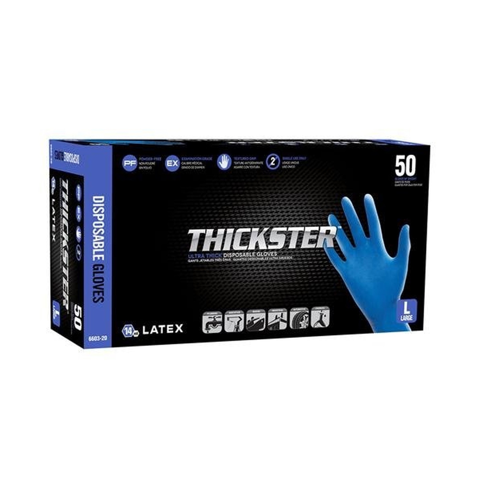 SAS Safety 6604-20 Latex Thickster Powder-Free Disposable Glove, X-Large (Pac…