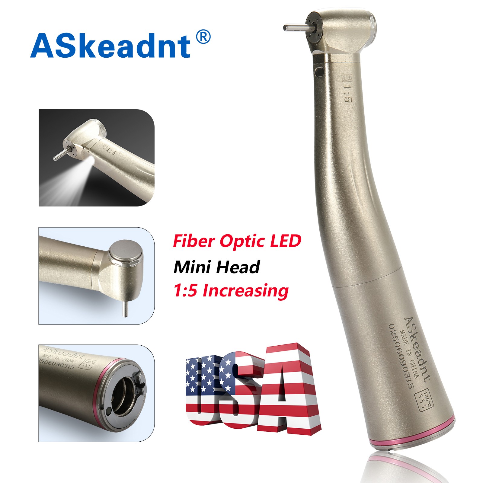 Dental Electric 1:5 LED Contra Angle/ High Speed Handpiece Push Button 2/4H YBB