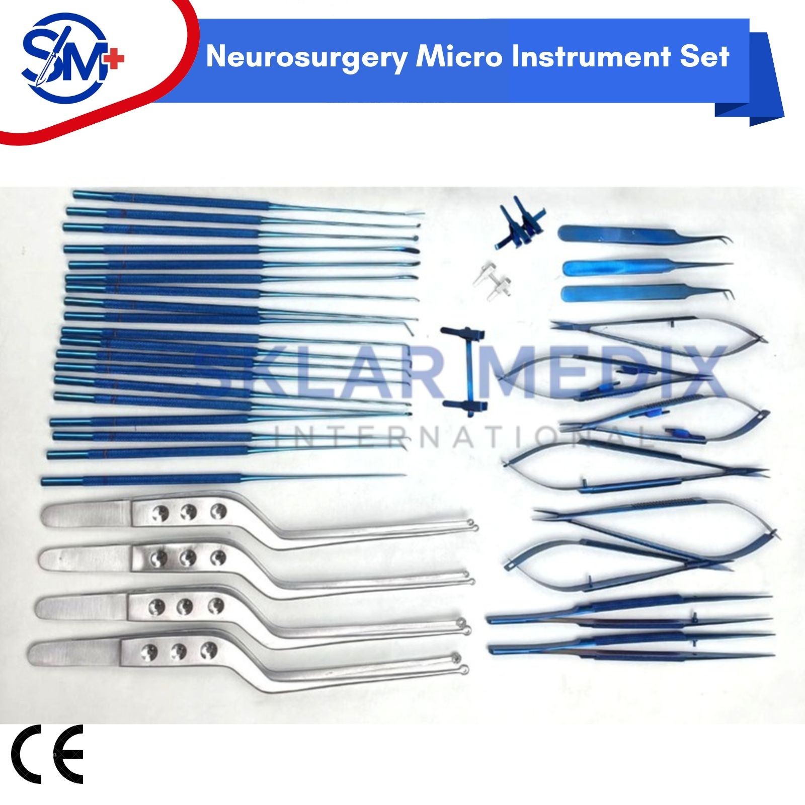 Micro Surgery Instrument Set Neurosurgical Titanium Coated Instrument + Mesh Box