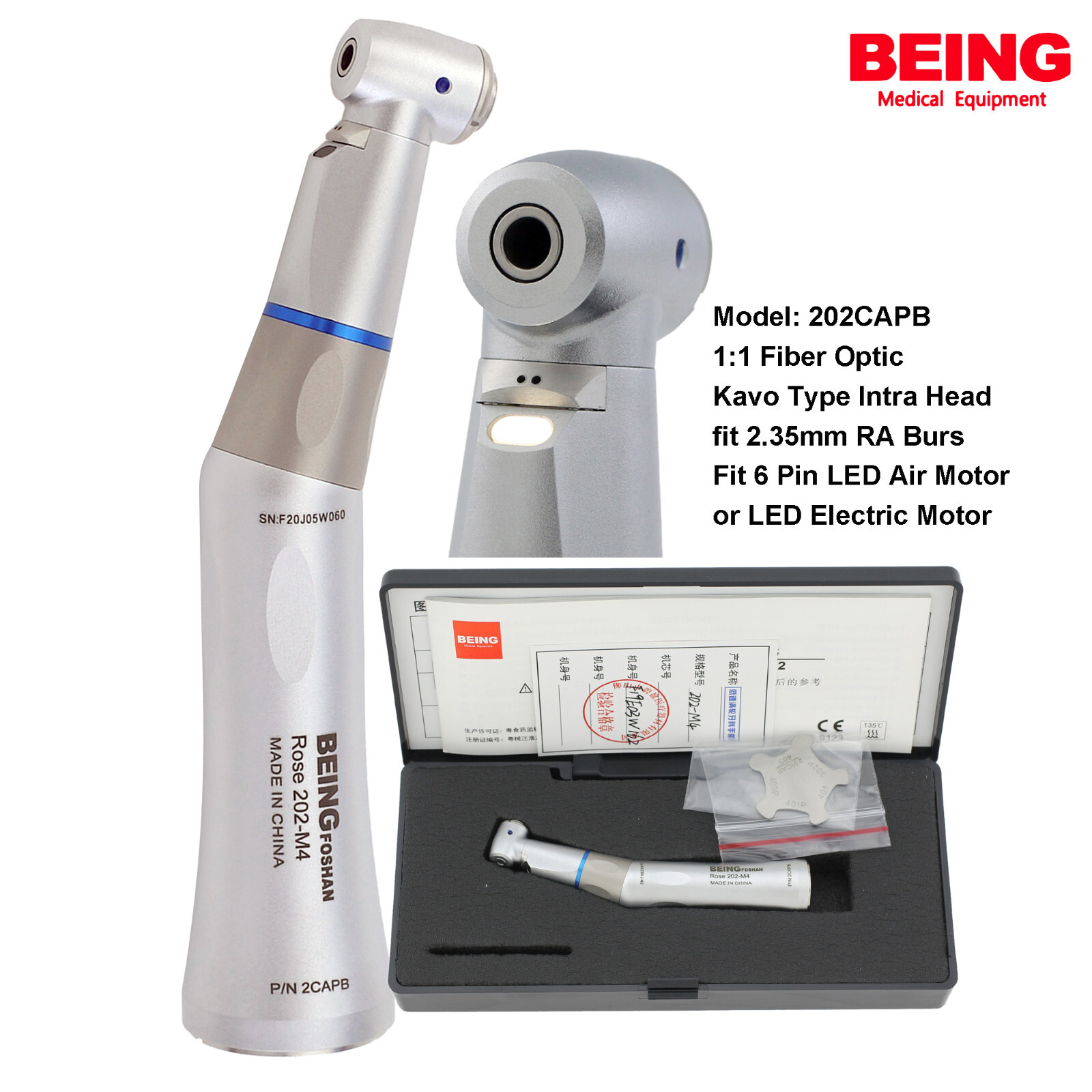 BEING Slow Speed Handpiece Fiber Optic Contra Angle Intra LUX Head L68 L67 Kavo