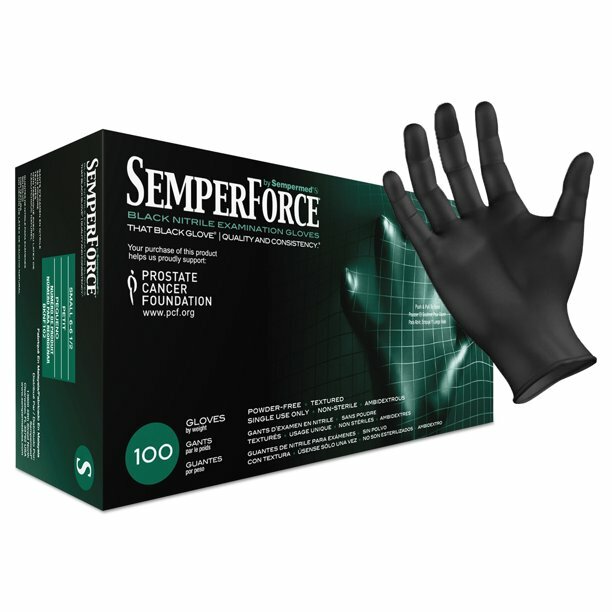 SemperForce BKNF BKNF102Black Nitrile Exam Gloves Size Small