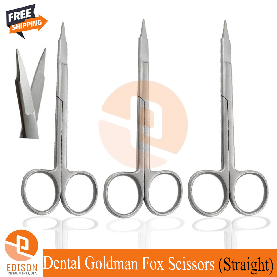 3 Pcs Surgical Goldman-Fox Scissors 13cm Straight Tissue Suture Cutting Shears